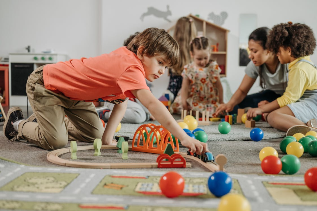 Children engrossed in activities.