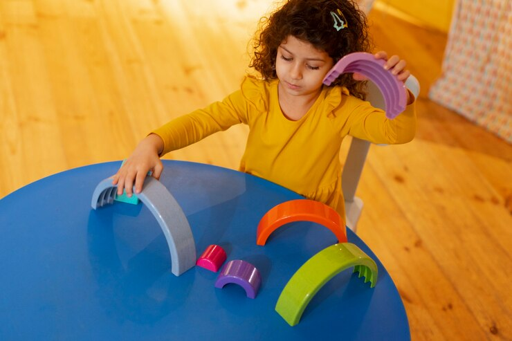 A young girl playing